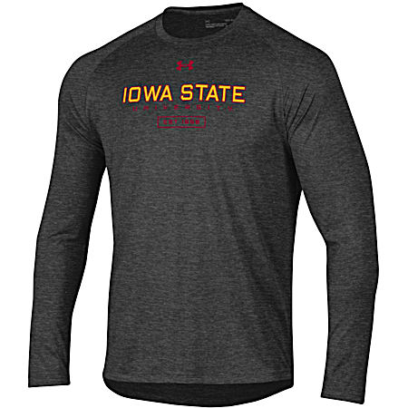Men's Iowa State Cyclones Carbon Heather Team Graphic Crew Neck Long Sleeve T-Shirt