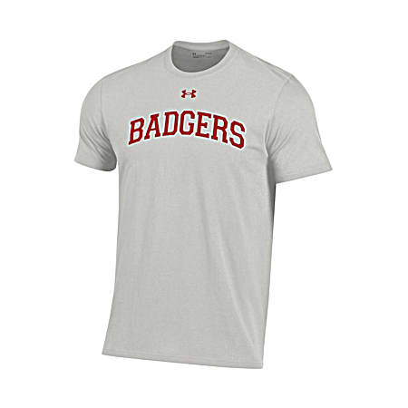 Men's Wisconsin Badgers Silver Heather Team Graphic Crew Neck Short Sleeve T-Shirt