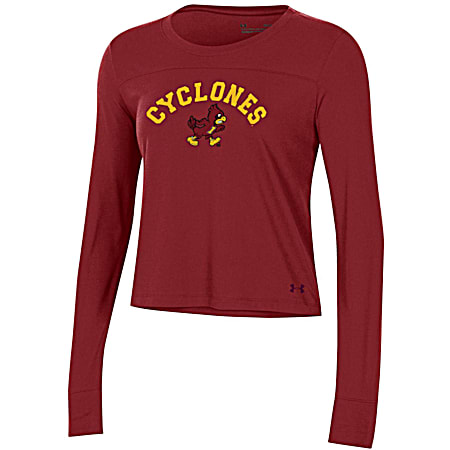 Women's Iowa State Cyclones Cardinal Team Graphic Crew Neck Long Sleeve T-Shirt