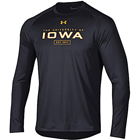 Men's Iowa Hawkeyes Black Team Graphic Crew Neck Long Sleeve T-Shirt