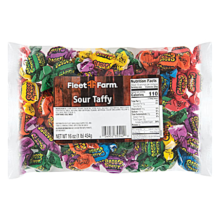 16 oz Sour Taffy Assorted Flavors Soft Candy