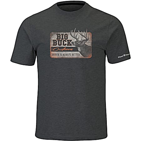 Fleet Farm Men's Coal Grey Big Buck Graphic Crew Neck Short Sleeve Cotton T-Shirt