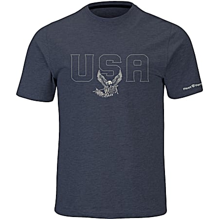 Fleet Farm Men's Navy USA Patriotic Graphic Crew Neck Short Sleeve Cotton T-Shirt