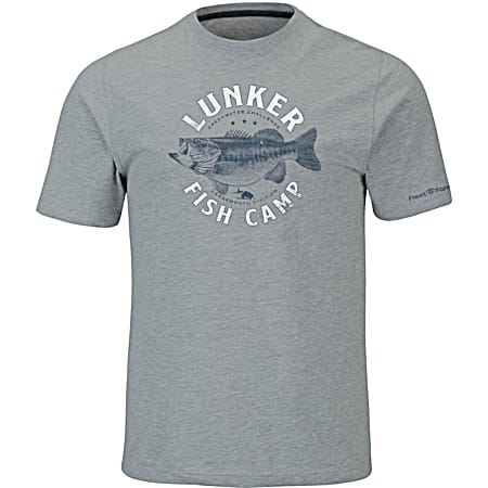 Fleet Farm Men's Heather Grey Tournament Lunker Fish Camp Graphic Crew Neck Short Sleeve T-Shirt