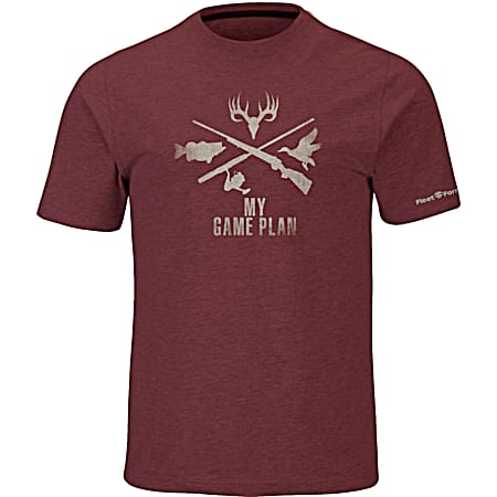 Fleet Farm Men's Heather Burgundy My Game Plan Graphic Crew Neck Short Sleeve T-Shirt