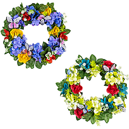 16 in Floral & Butterfly Wreath - Assorted