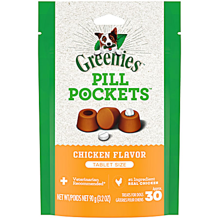Pill Pockets Chicken Flavor Dog Treat Tablet Size