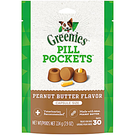 Greenies PILL POCKETS Treats for Dogs Real Peanut Butter Flavor Capsule Size