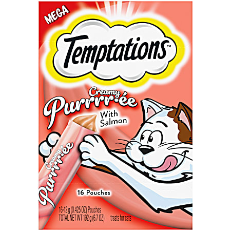 Temptations Creamy Purrrr-ée w/ Salmon Cat Treats - 16 Ct