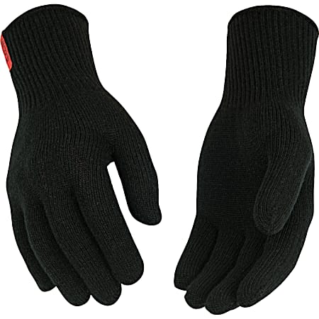 Men's Black Heavyweight Thermal String Knit Gloves