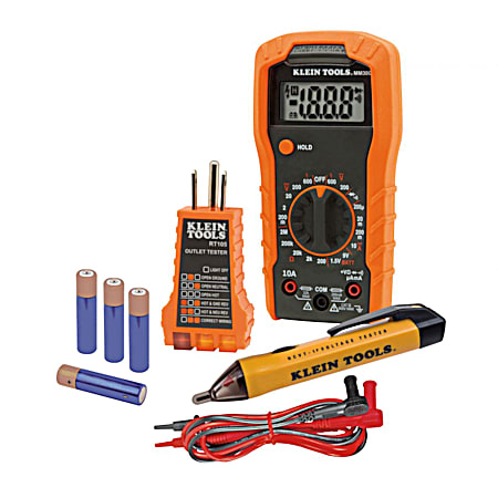 Klein Tools Electrical Test Kit w/ Multimeter, Non-Contact Volt Tester & Receptacle Tester