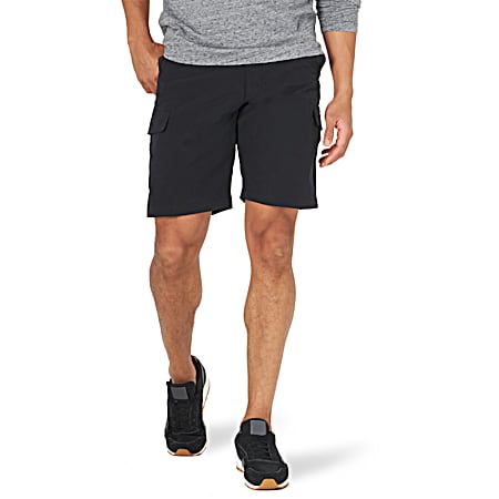Men's Tri-Flex Flat Front Black Classic Fit Cargo Shorts