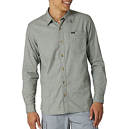 Men's All Purpose Light Green Classic Fit Button Front Long Sleeve Shirt