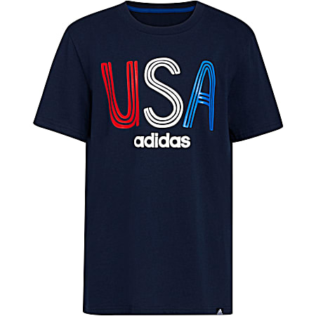 Boys' Navy Americana Graphic Crew Neck Short Sleeve T-Shirt