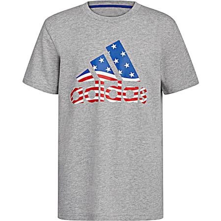 Boys' Gray USA Proud Graphic Crew Neck Short Sleeve T-Shirt