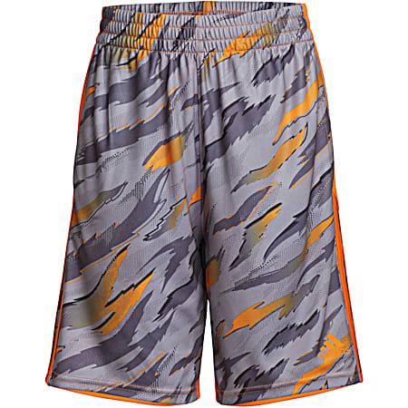 Boys' Grey/Orange Tiger Camo Polyester Shorts