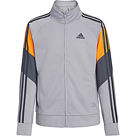 adidas Boys' Icons Gray Full Zip Tricot Polyester Jacket