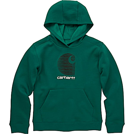Little Boys' Cadmium Green Signature Logo Graphic Long Sleeve Fleece Hoodie