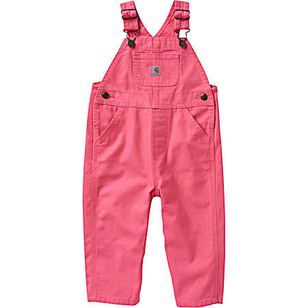 Toddler Girls' Pink Lemonade Loose Fit Washed Canvas Bib Overalls