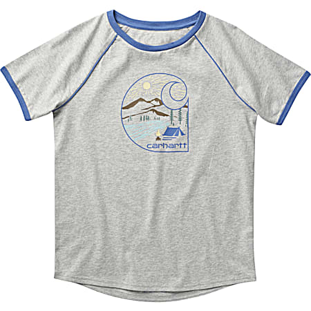 Carhartt Toddler Girls' Gray Heather Camp Graphic Crew Neck Short Sleeve T-Shirt