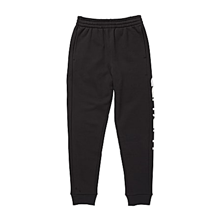 Little Boys' Black Logo Loose Fit Fleece Sweatpants