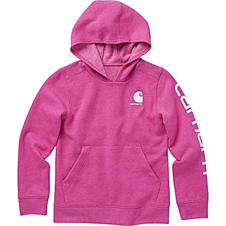 Girls' Pink Logo Graphic Long Sleeve Hoodie