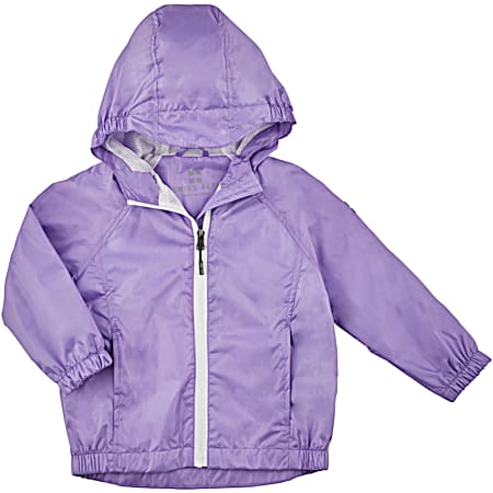 Toddler Girls' Violet Tulip Hooded Full Zip Polyester Rain Jacket
