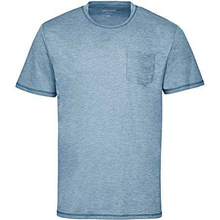Swiss Alps Men's Outdoor Performance Blue Heaven Crew Neck Short Sleeve T-Shirt w/ Pocket