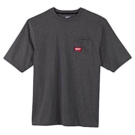 Men's MILWAUKEE Gray Heavy-Duty Regular Fit Crew Neck Short Sleeve Pocket T-Shirt
