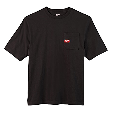 Men's MILWAUKEE Black Heavy-Duty Regular Fit Crew Neck Short Sleeve Pocket T-Shirt
