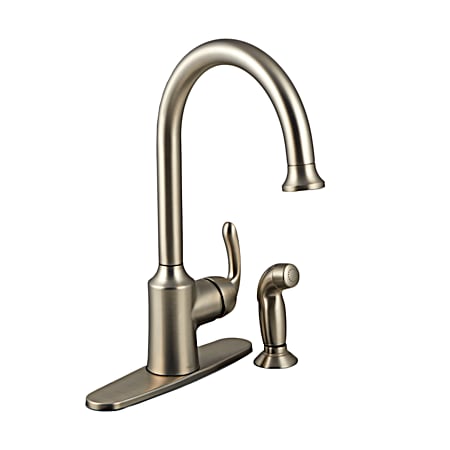 Bayhill Spot Resist Stainless One-Handle High Arc Kitchen Faucet w/ Sprayer