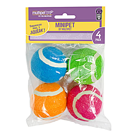 6.5 in Minipet Squeaky Tennis Balls Dog Toys - 4 Pk