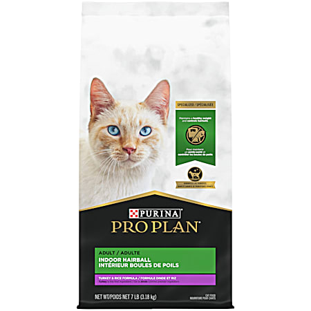 Purina Pro Plan Specialized Adult Indoor Hairball Turkey & Rice Dry Cat Food