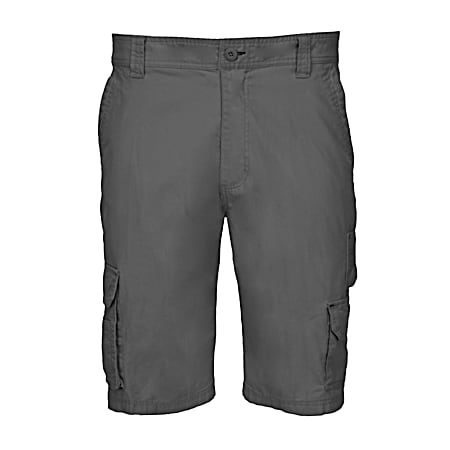 Men's Charcoal Mini Rip-Stop Cotton Cargo Shorts
