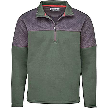 Men's Outlook Olive Colorblock Mock Neck Long Sleeve 1/4 Zip Pullover