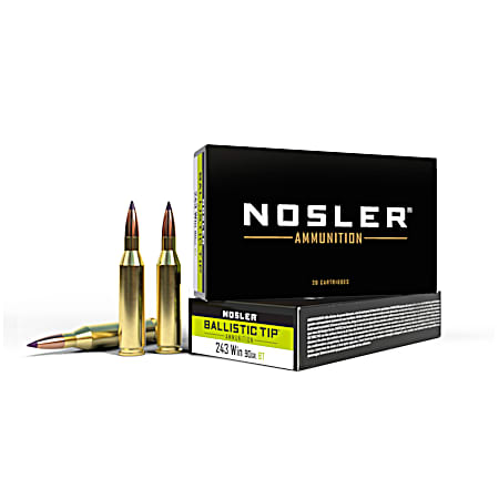 243 Winchester 90gr Ballistic Tip Hunting Cartridges - 20-Rounds