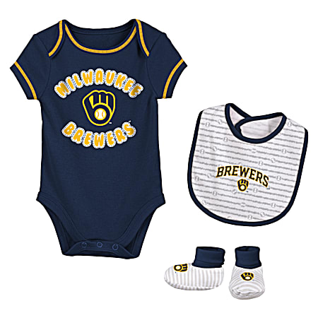 Infants' Milwaukee Brewers Onesie 3-pc Outfit