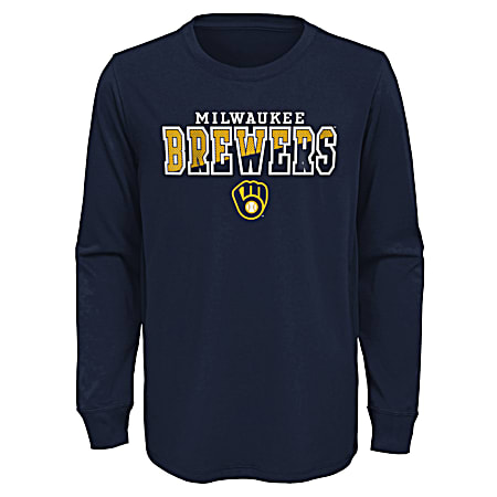 Youth Milwaukee Brewers Team Graphic Crew Neck Long Sleeve Tee