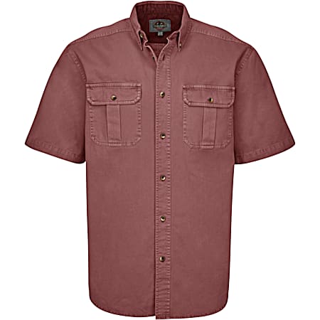 Men's TOUGH Spice Button Front Short Sleeve Cotton Twill Shirt