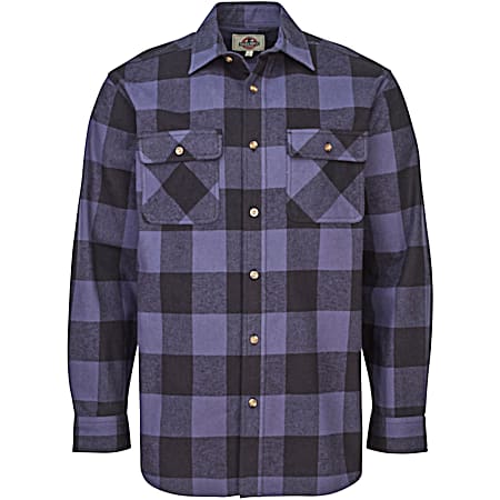 Men's Brawny Buffalo Plaid Button Front Long Sleeve Flannel Shirt