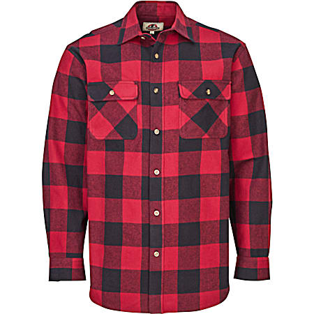 Men's Big & Tall Brawny Red/Black Buffalo Plaid Button Front Long Sleeve Flannel Shirt