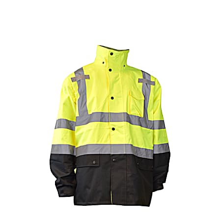 Men's Black/Lime Coated Rain Jacket