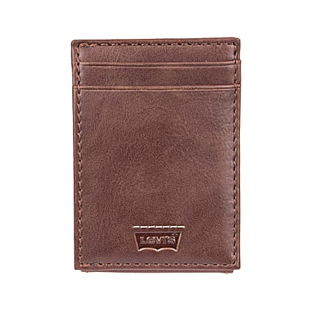 Levi's Men's Brown RFID Blocking Magnetic Front Pocket Wallet