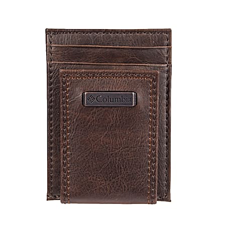 Columbia Men's Brown RFID Blocking Magnetic Front Pocket Wallet