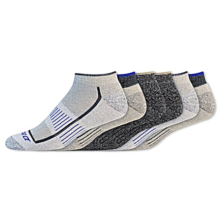 Men's Navigator Grey/Blue No-Show Socks - 6 Pk