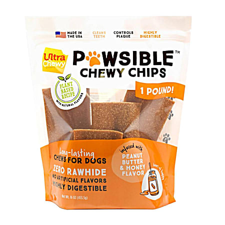 Ultra Chewy 16 oz Pawsible Chewy Chips w/ Peanut Butter & Honey Dog Treats