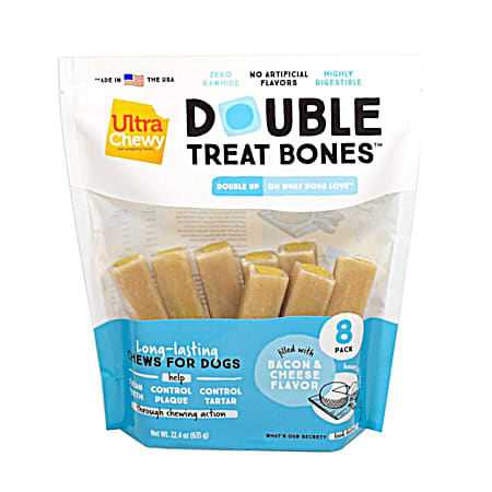 Ultra Chewy Double Treat Bacon & Cheese Bones Dog Treats