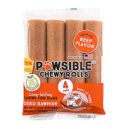 Ultra Chewy Pawsible Chewy Rolls Beef Flavor Dog Treats - 4 Pk
