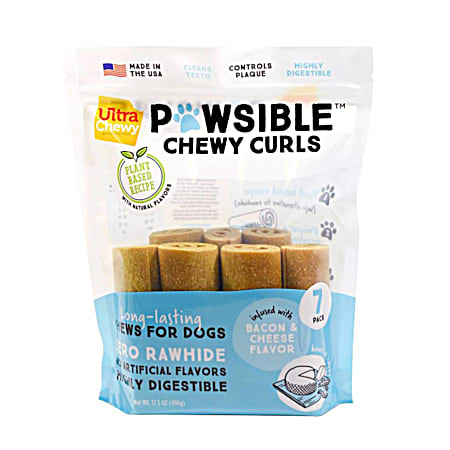 Ultra Chewy Pawsible Chewy Curls Bacon & Cheese Flavor Dog Treats - 7 Pk