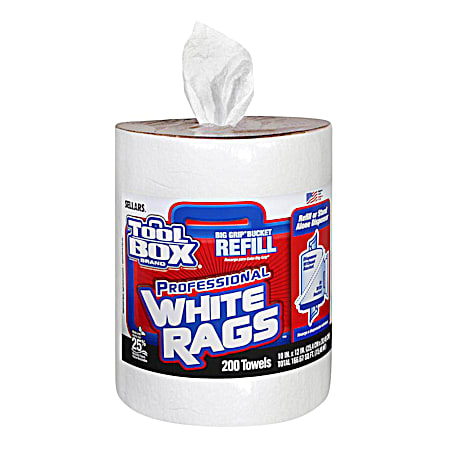 Professional White Rags - 200 Ct Refill